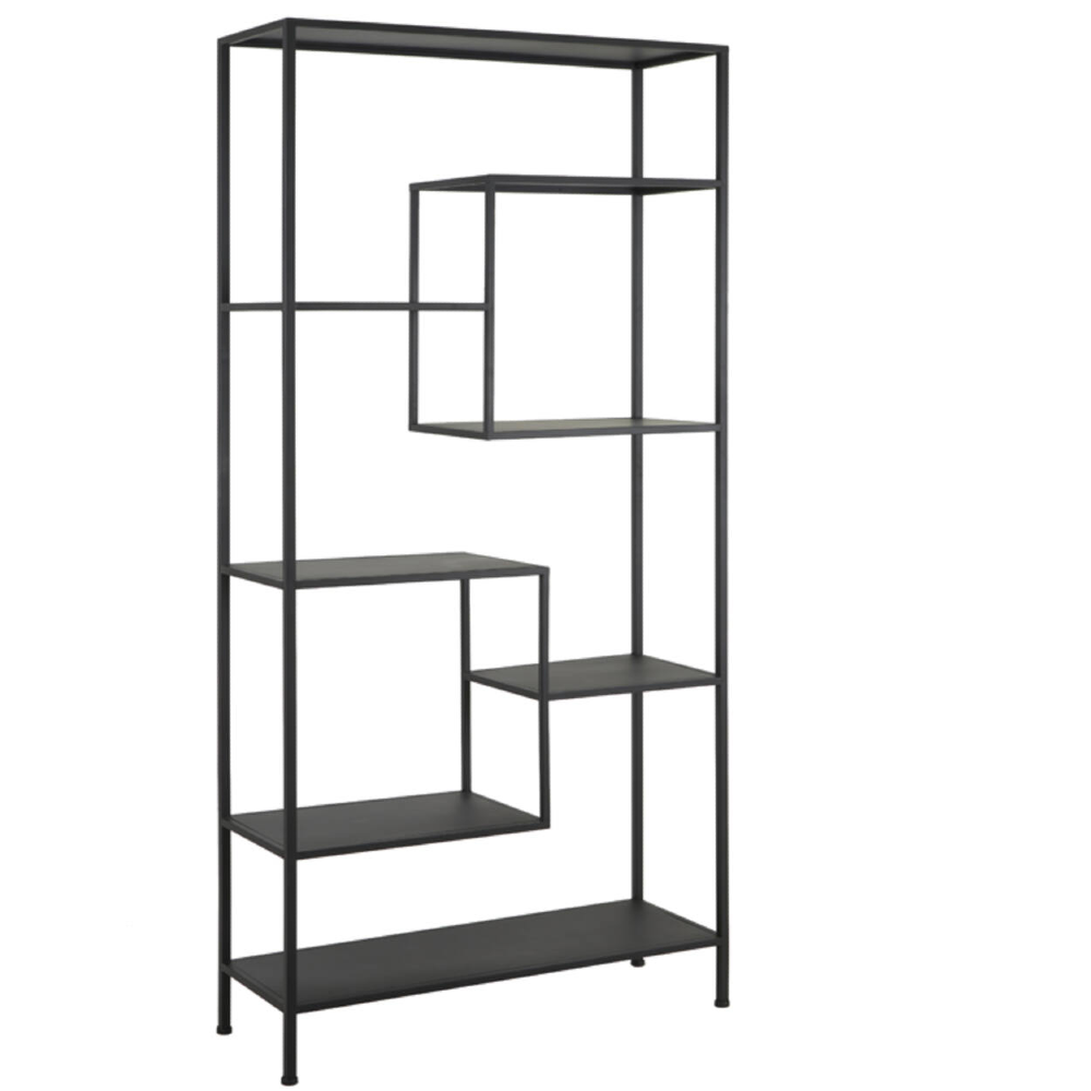 Matt Black Metal Display Bookcase 200cm