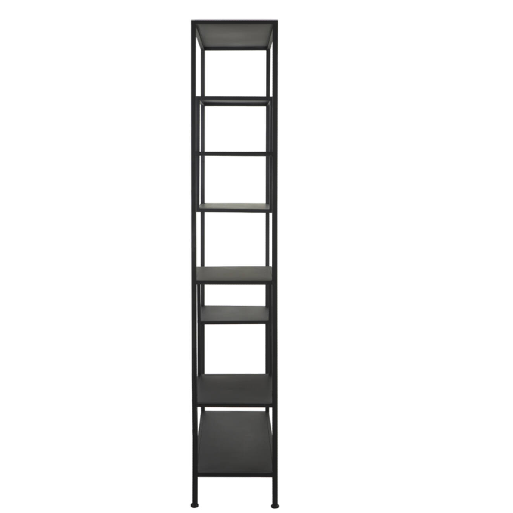 Matt Black Metal Display Bookcase 200cm