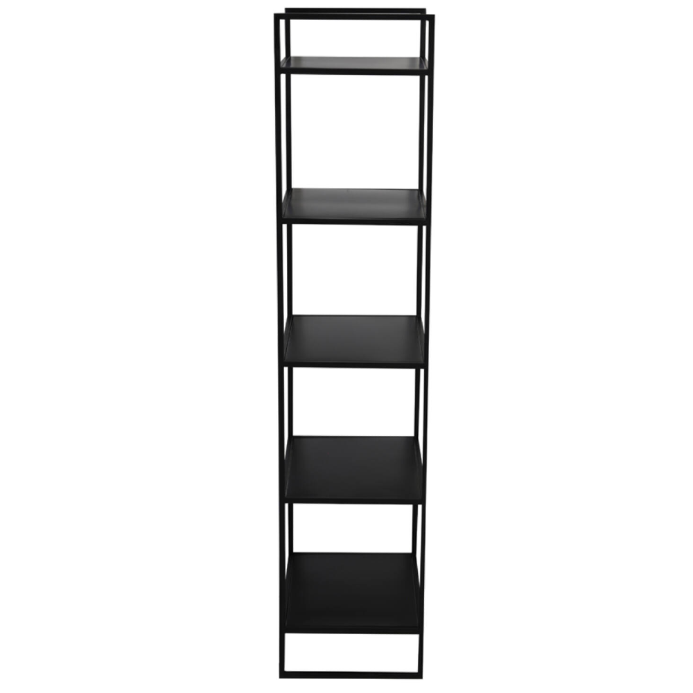 Matt Black Metal Five Shelf Bookcase 180cm