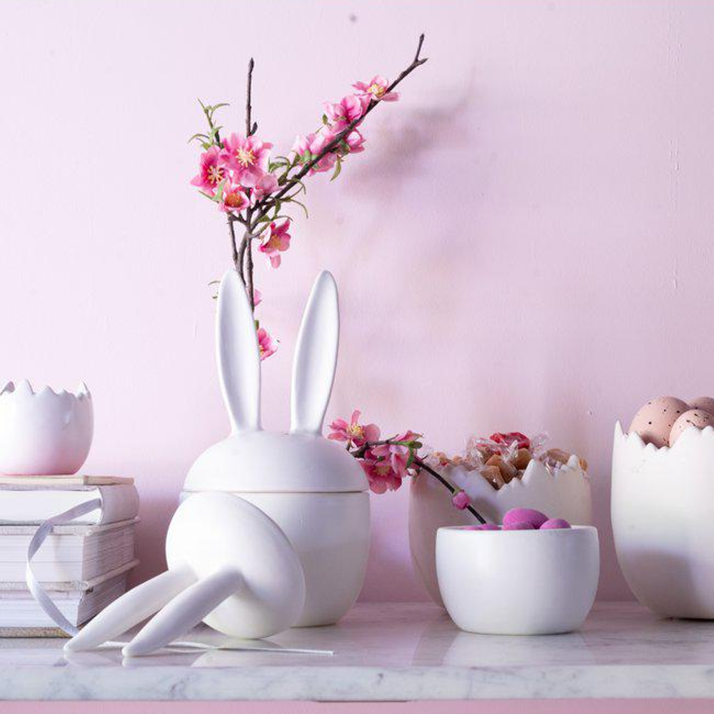 Matt White Ceramic Rabbit Ears Easter Pot