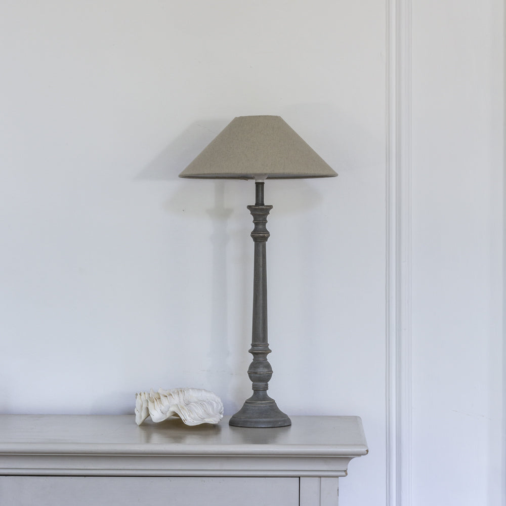 Mayling Antique Grey Wood Lamp With Shade 68cm