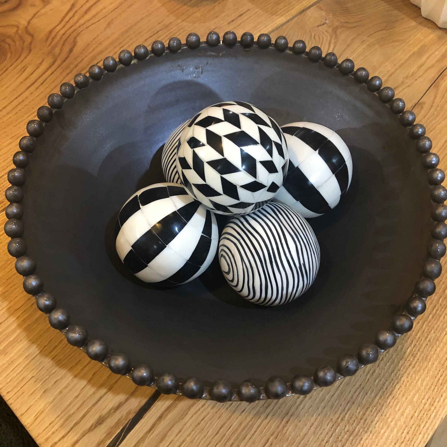 Metal Effect Beaded Bowl