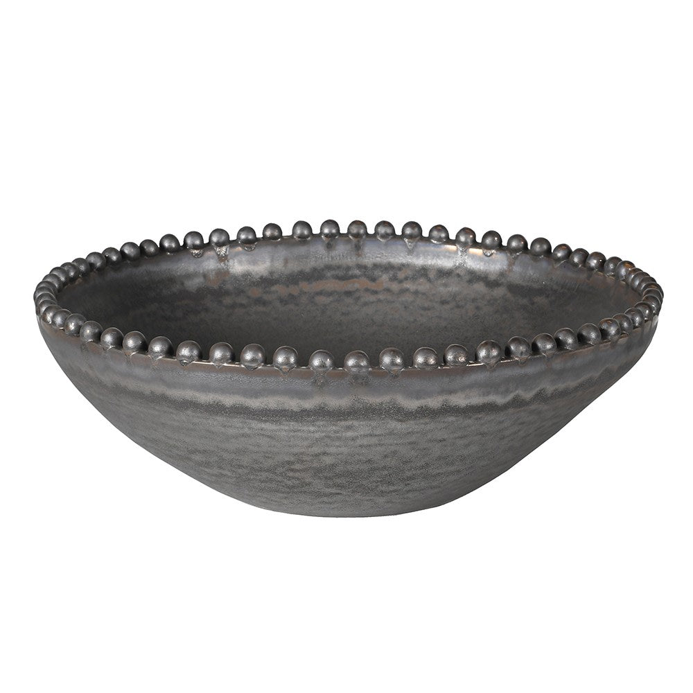 Metal Effect Beaded Bowl 40cmD