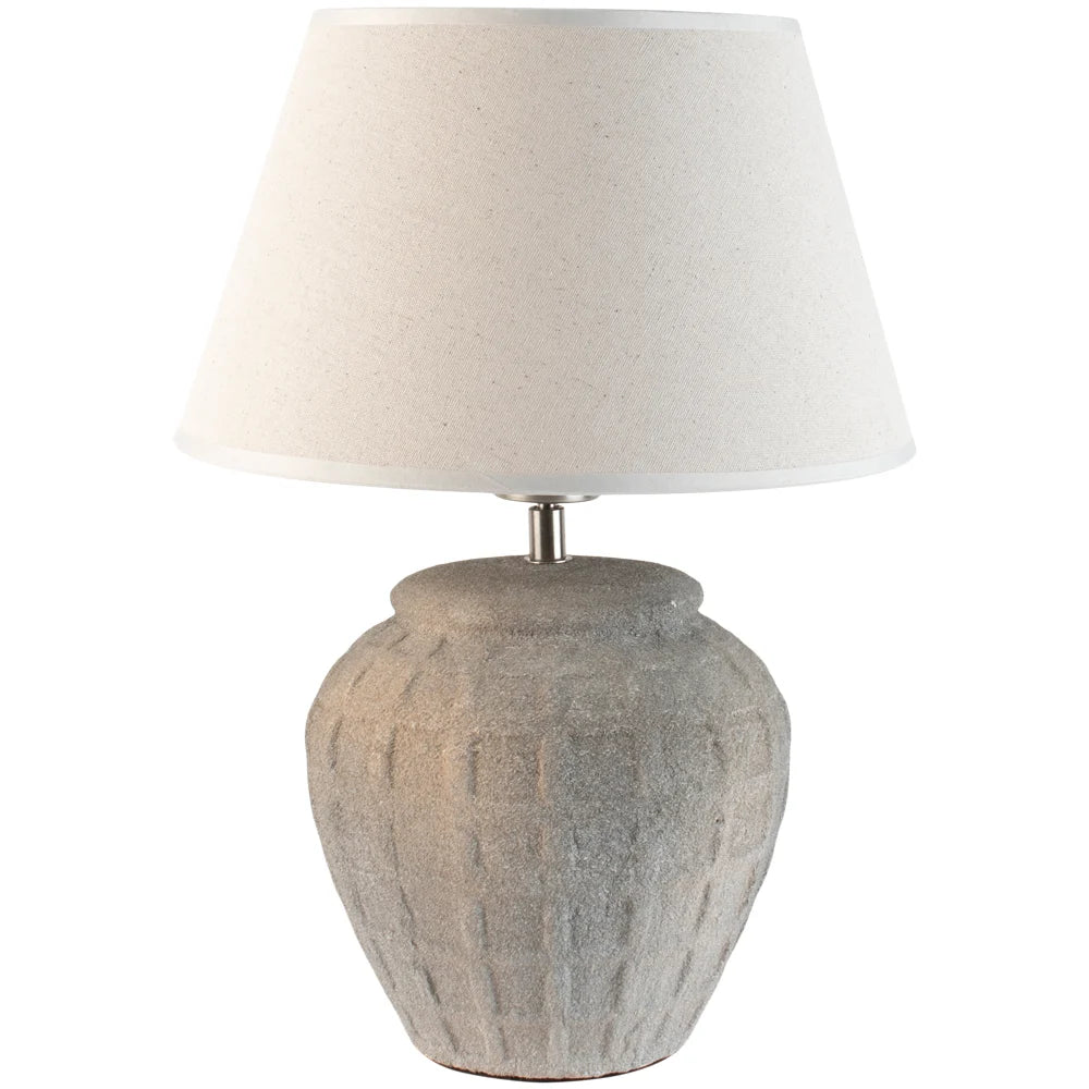 Minerva Stoneware Lamp with Cream Shade-2