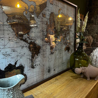 Mirrored Vintaged Metal Frame Map 117cm | Annie Mo's