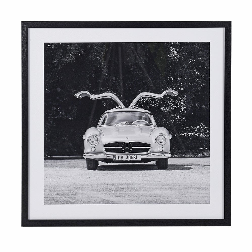 Monochrome Framed Print Mercedes Gullwing 63cm | Annie Mo's