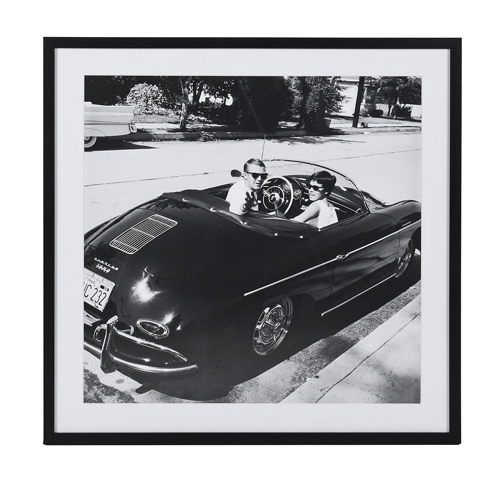 Monochrome Framed Steve McQueen Porsche Print 73cm | Annie Mo's