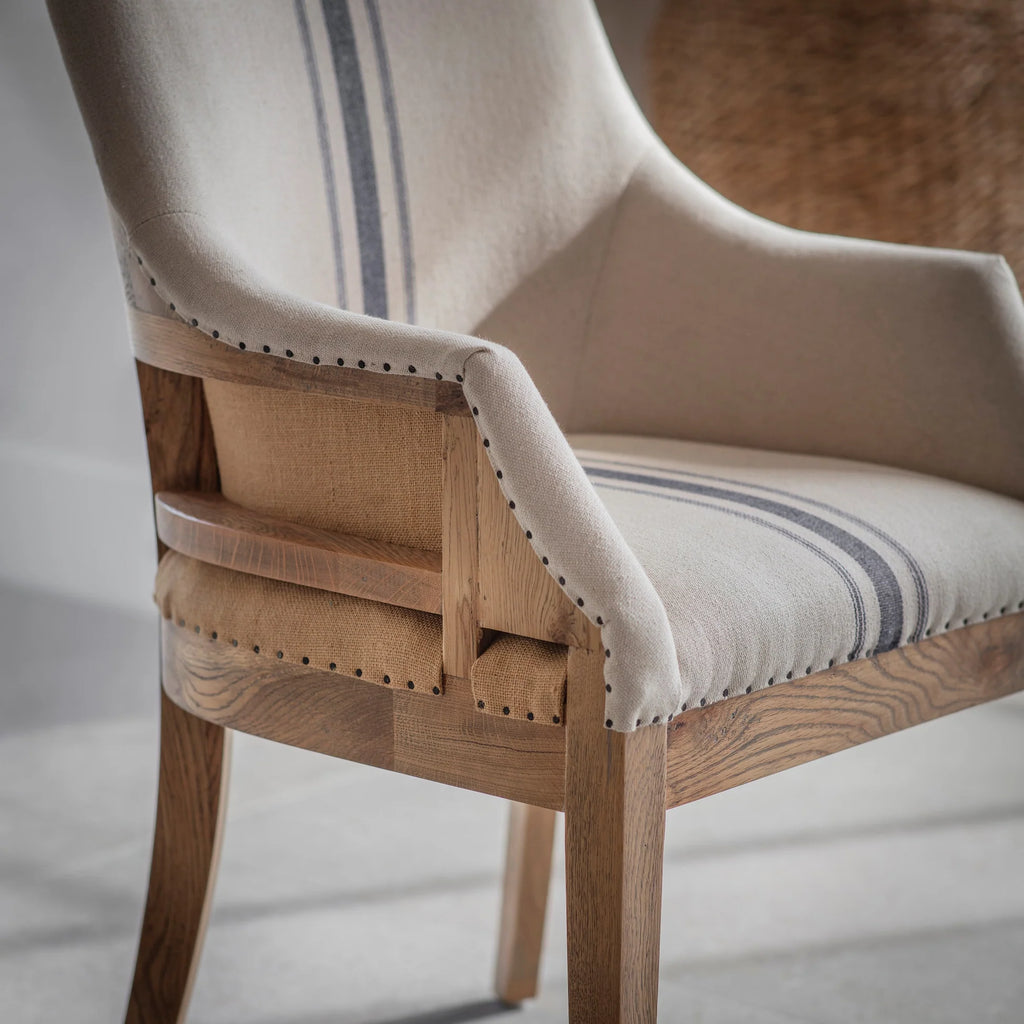 Monroe Blue Stripe Deconstructed Carver Chair