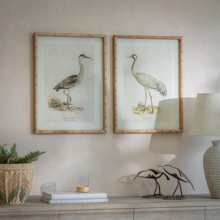 Moreton Set of 2 Crane Framed Prints 60cm | Annie Mo's