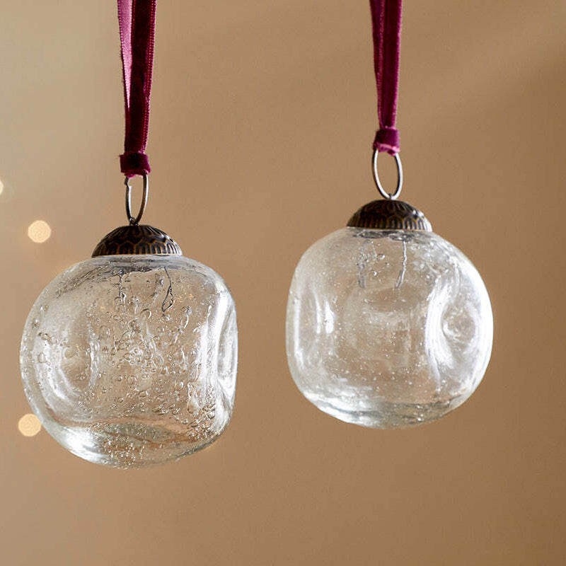 Nishan Pinched Baubles - Clear (Set of Four) 8cm | Annie Mo's D