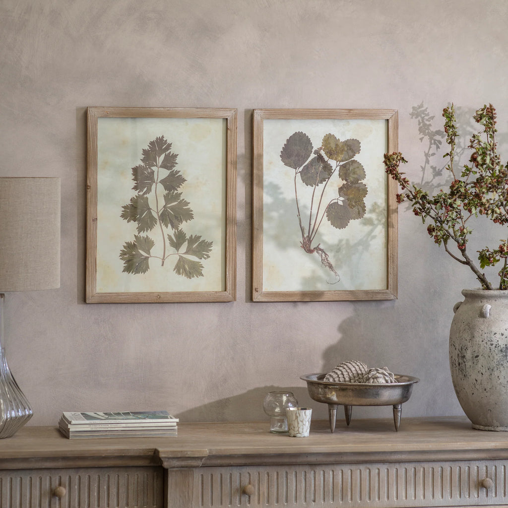 Ormington Set of Two Rustic Leaf Framed Prints 54cm | Annie Mo's