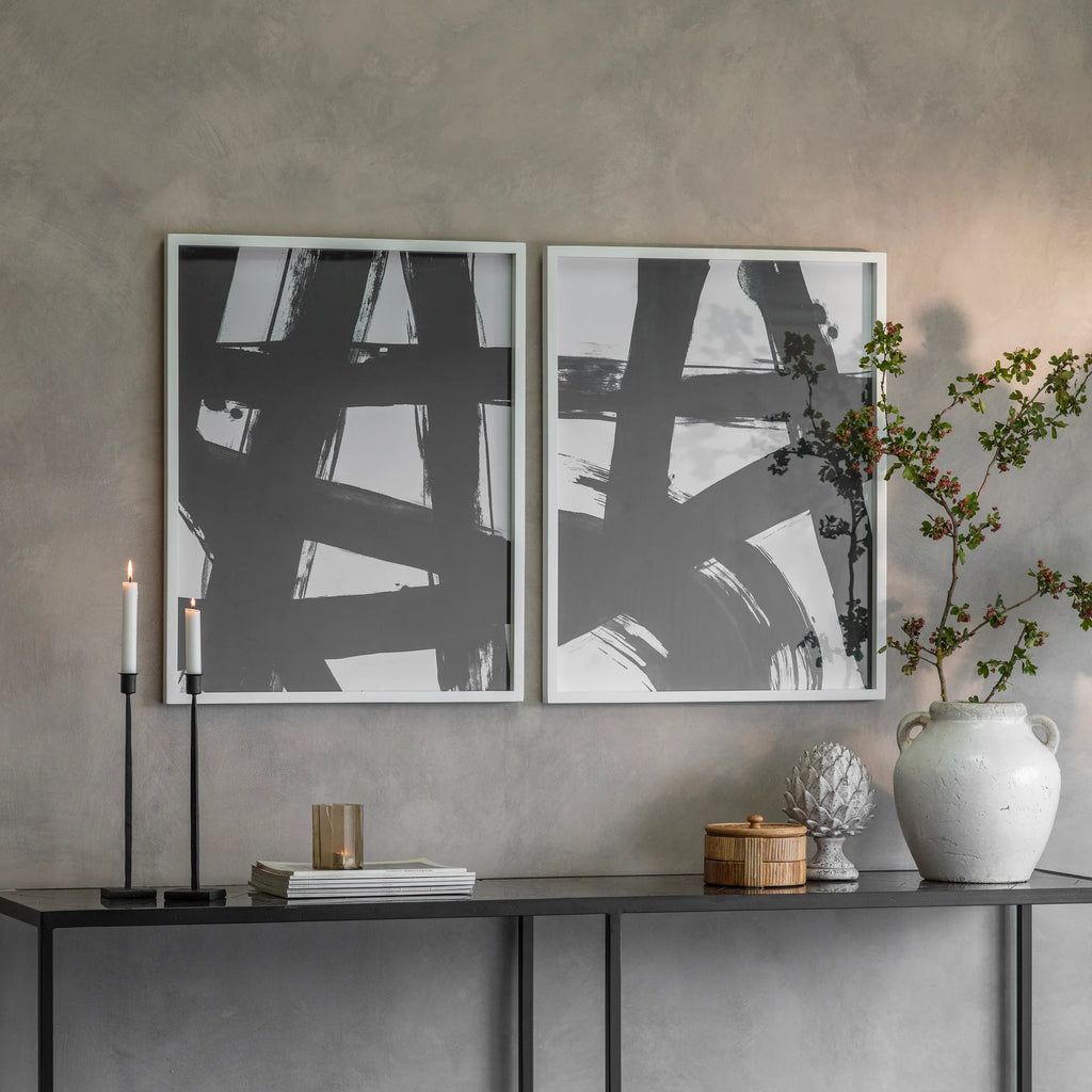 Newport Set of 2 Linear Abstract Framed Prints 75cm | Annie Mo's