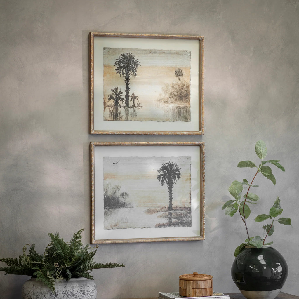 Rivington Set of Two Riverside Palm Framed Prints 60cm