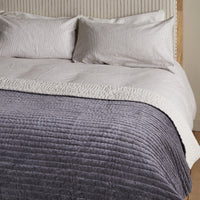 Nidra Velvet and Linen Bed Quilt - Charcoal - Size Choice | Annie Mo's