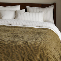 Nidra Velvet and Linen Bed Quilt - Moss - Size Choice | Annie Mo's
