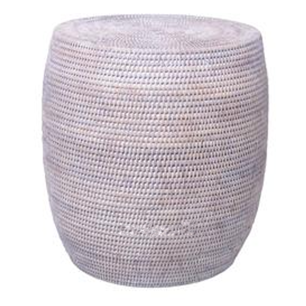 Natural White Wash Rattan Round Lamp Table 45cm | Annie Mo's