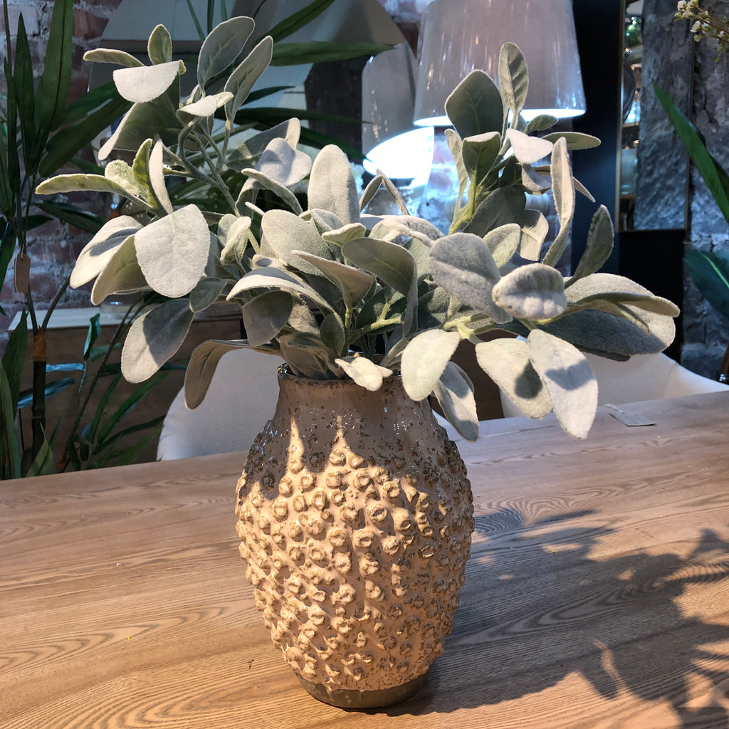 Natural Flocked Lamb's Ear Leaf Spray 72cm B