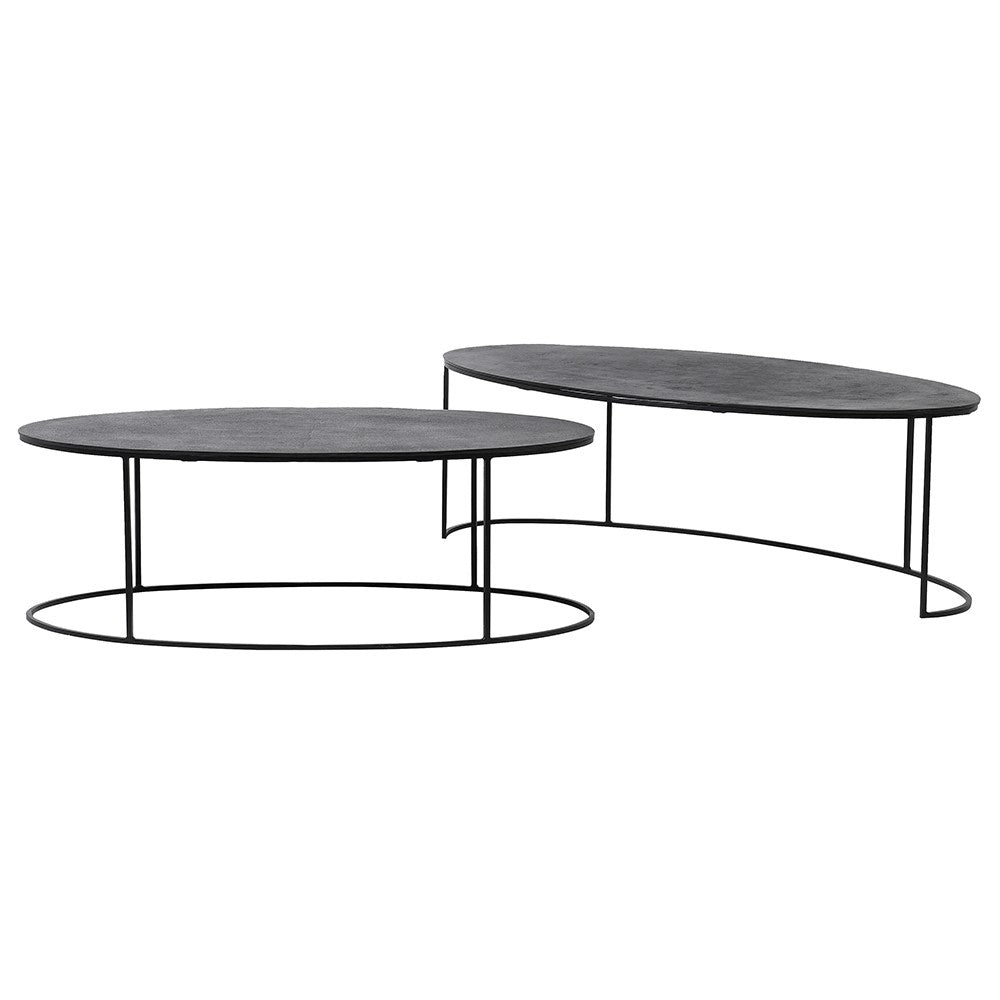Nest of Two Oval Black Iron Coffee Tables 132cm | Annie Mo's-B
