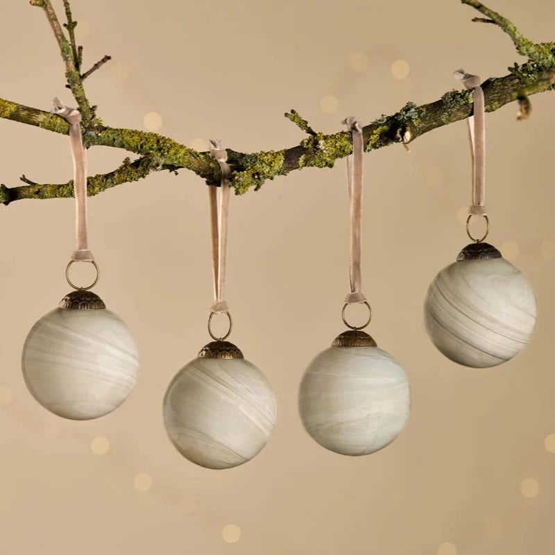 Oja Baubles - Natural (Set of 4) 8cm | Annie Mo's