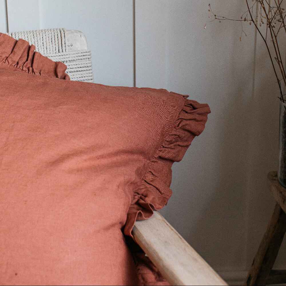 Olivia Ruffle Cushion - Copper-D