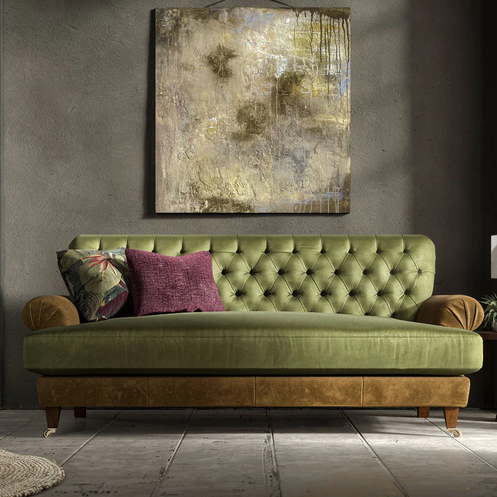 Otis Three Seat Sofa | Leather Fabric Mix