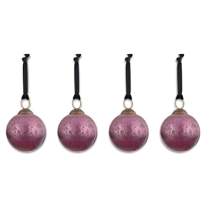 Pannee Round Baubles - Ruby (Set of 4) 8cm