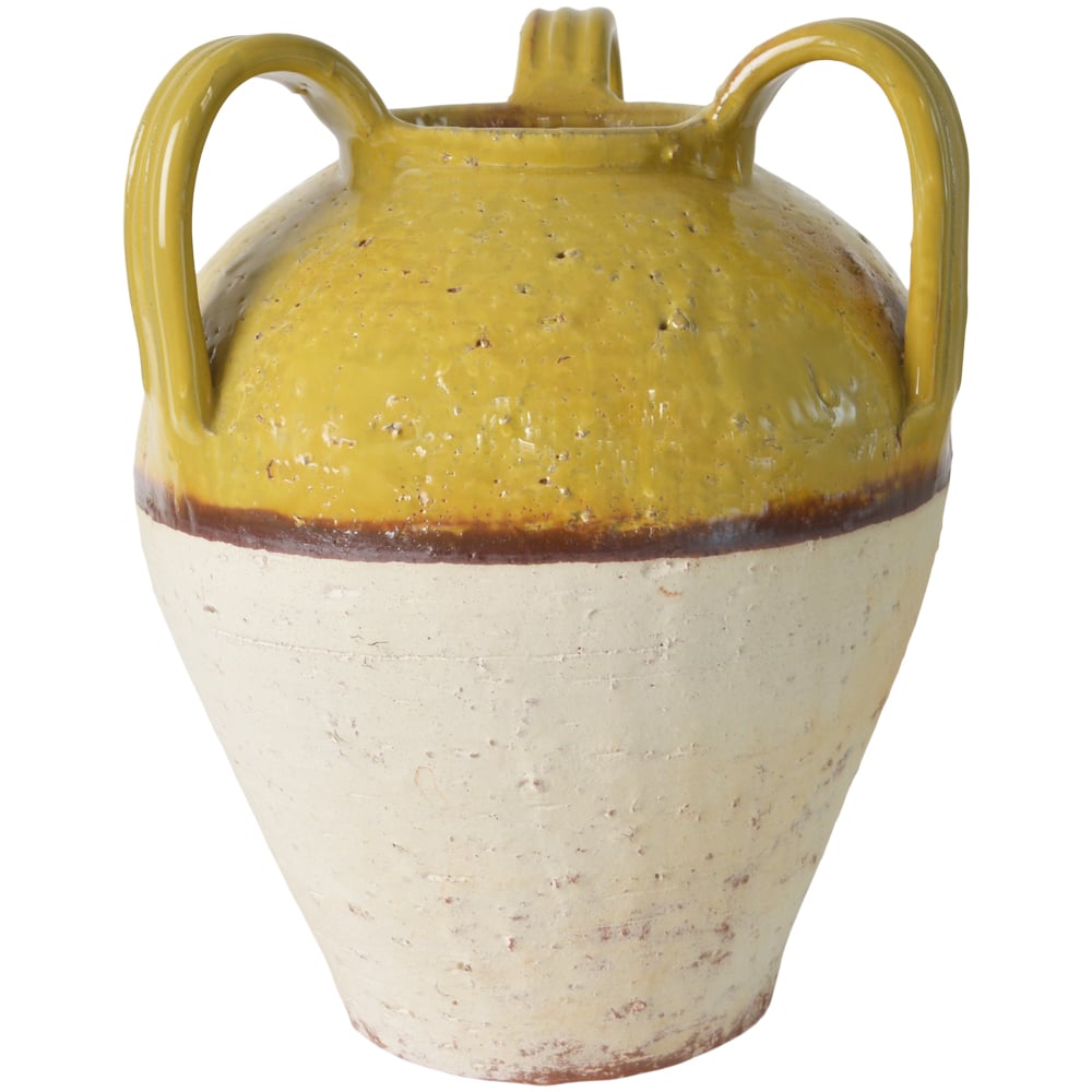 Dijon Part Glazed Vase With Handles 29cm
