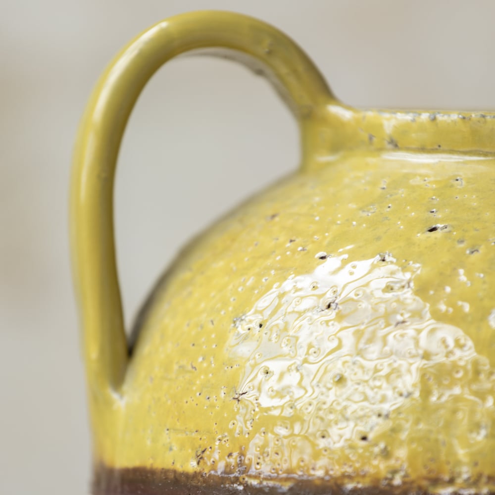 Dijon Part Glazed Vase With Handles 29cm
