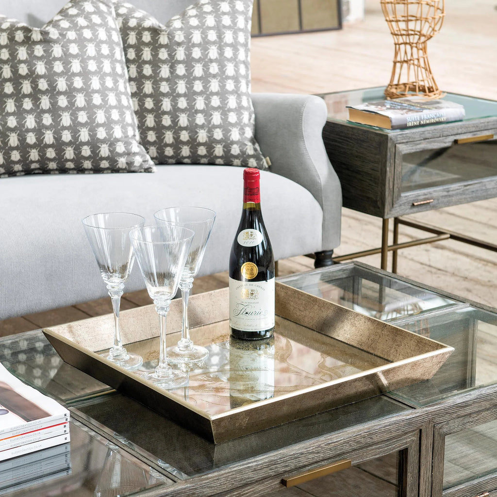 Waltham Square Botanical Foliage Mirrored Tray 48cm