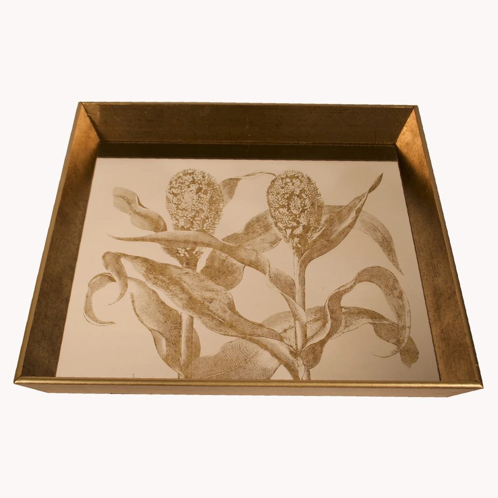 Waltham Square Botanical Foliage Mirrored Tray 48cm