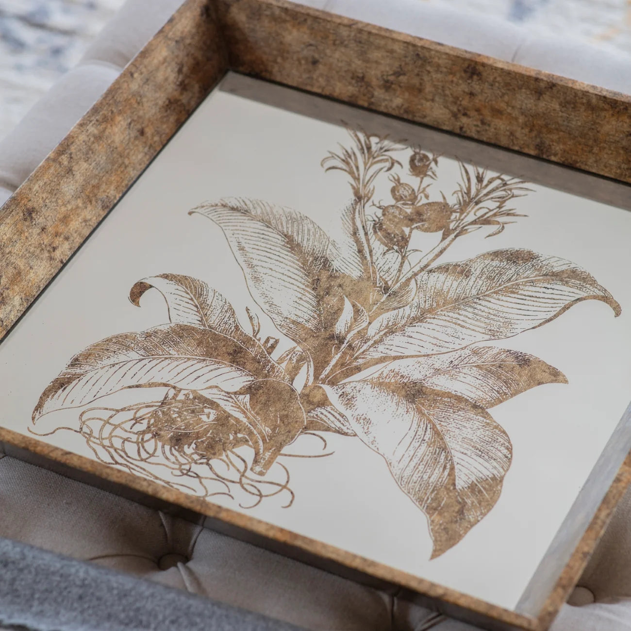 Waltham Square Mirrored Floral Tray