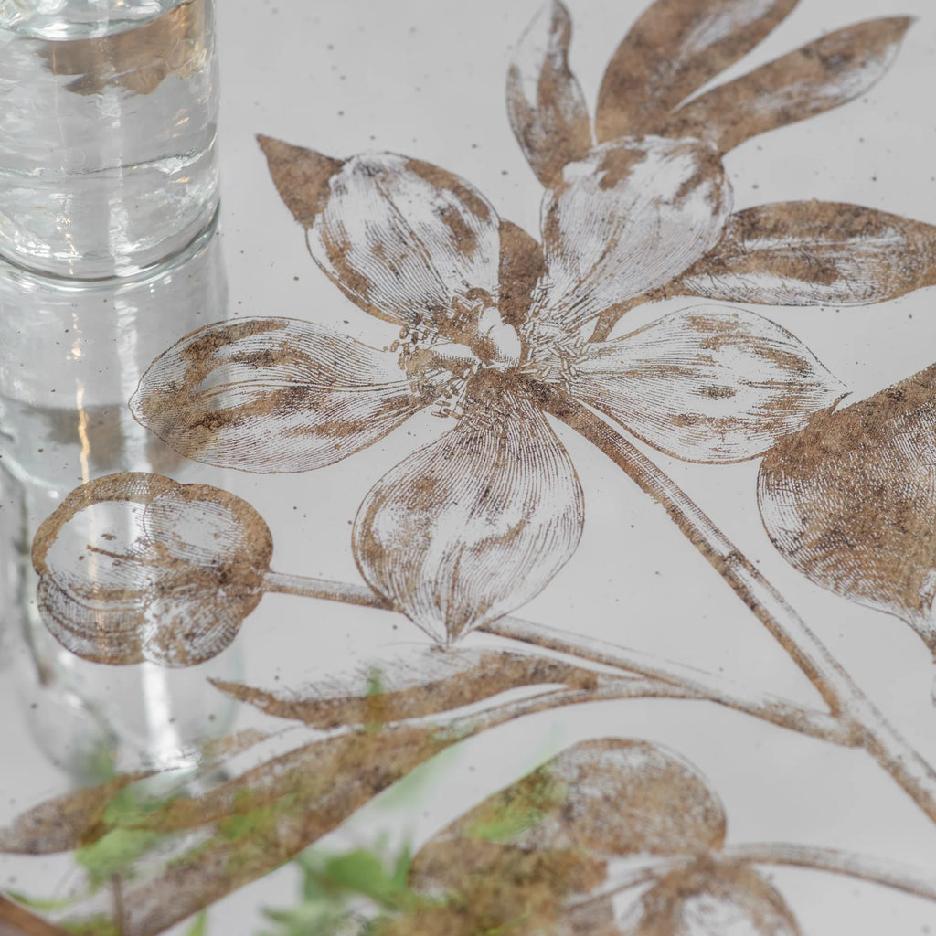 Waltham Round Mirrored Floral Tray Table 55cm