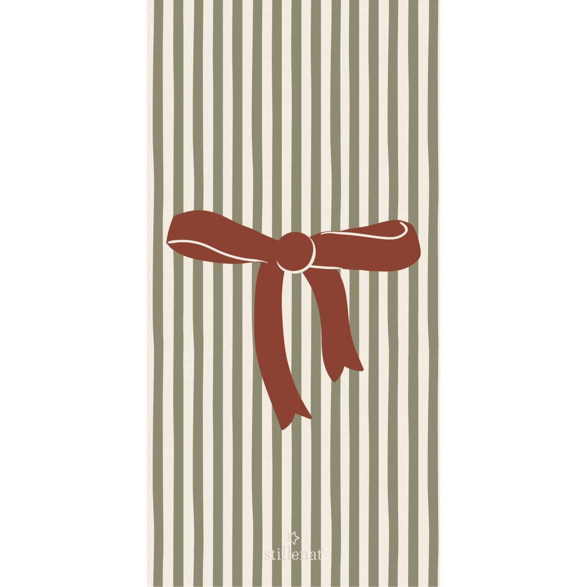 Paper Napkins 10x20cm Green Stripe with Red Bow 16 Pc Per Pack | Annie Mo's