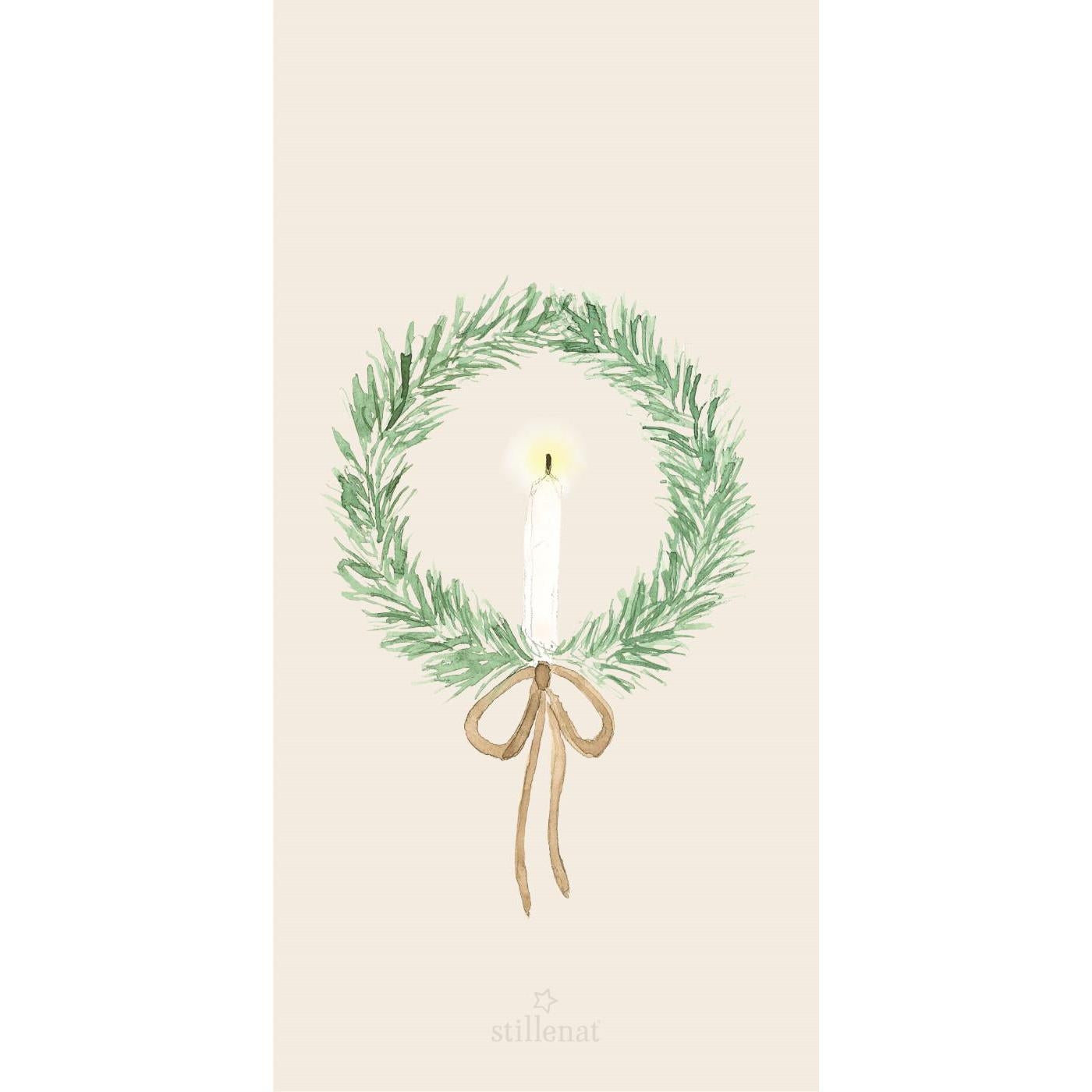 Paper Napkins 10x20cm Wreath with Candle 16 Pc Per Pack | Annie Mo's