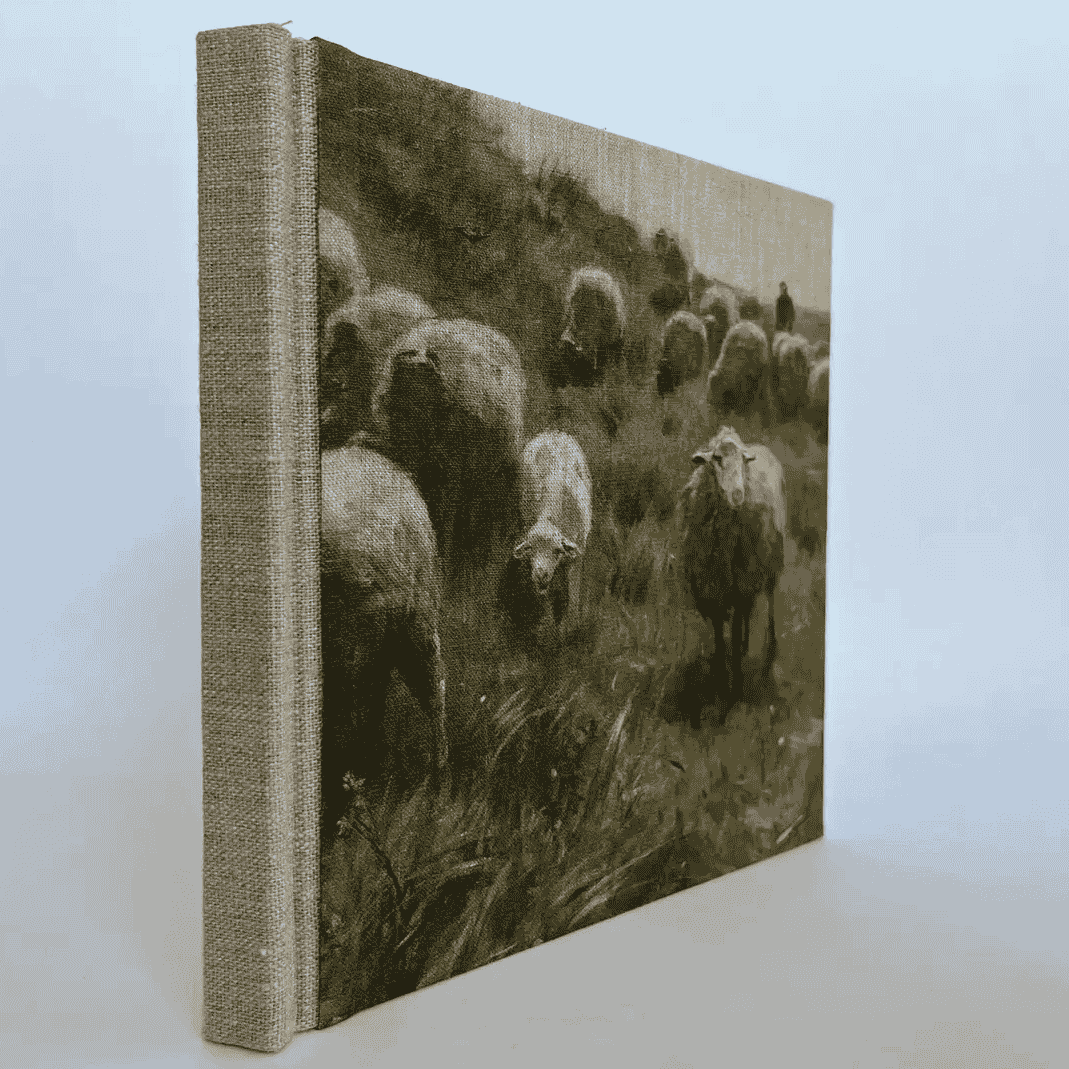 Pastoral Sheep Handmade Linen Hardcover Notebook | Journal-B