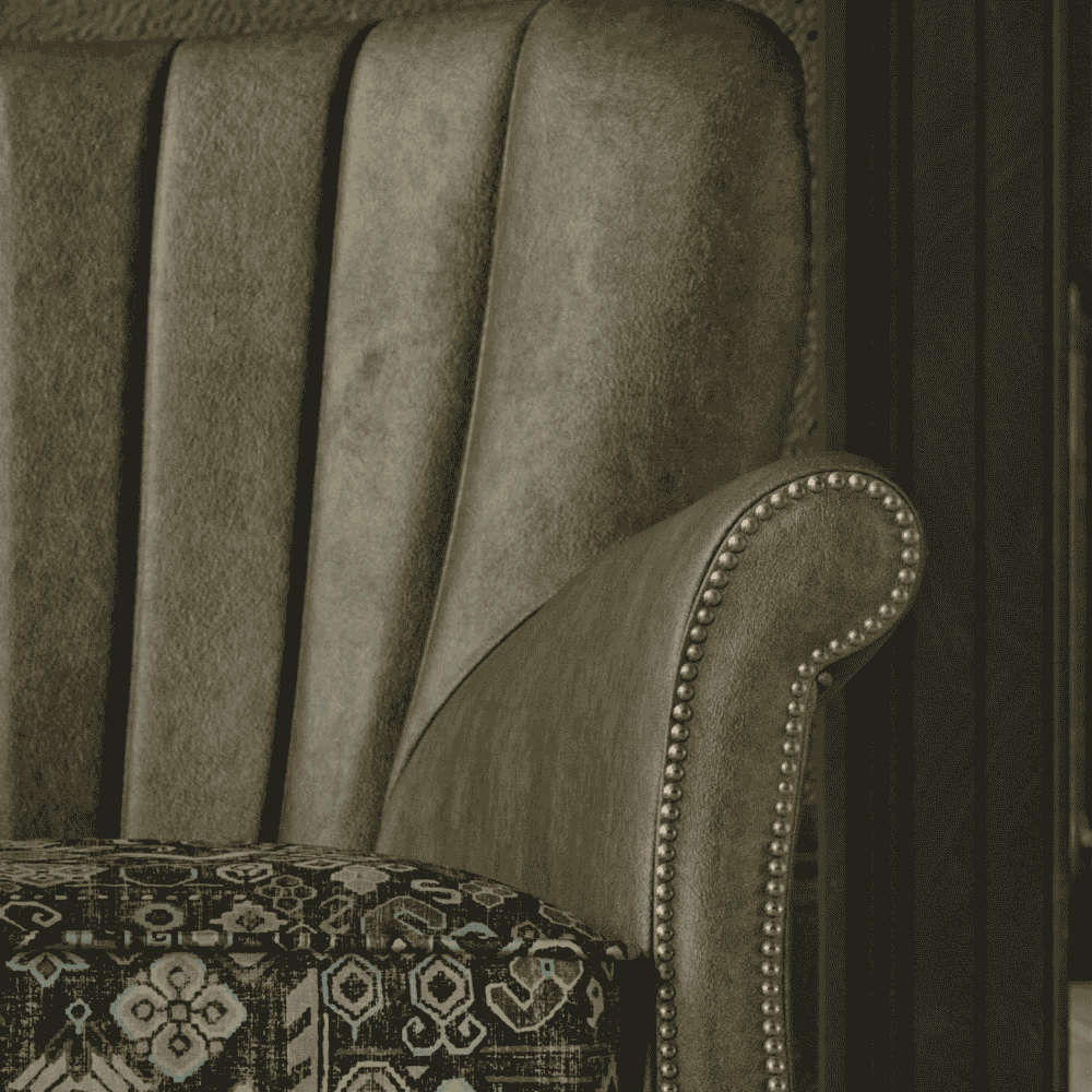 Percy Armchair | Leathers with Patterned Seat