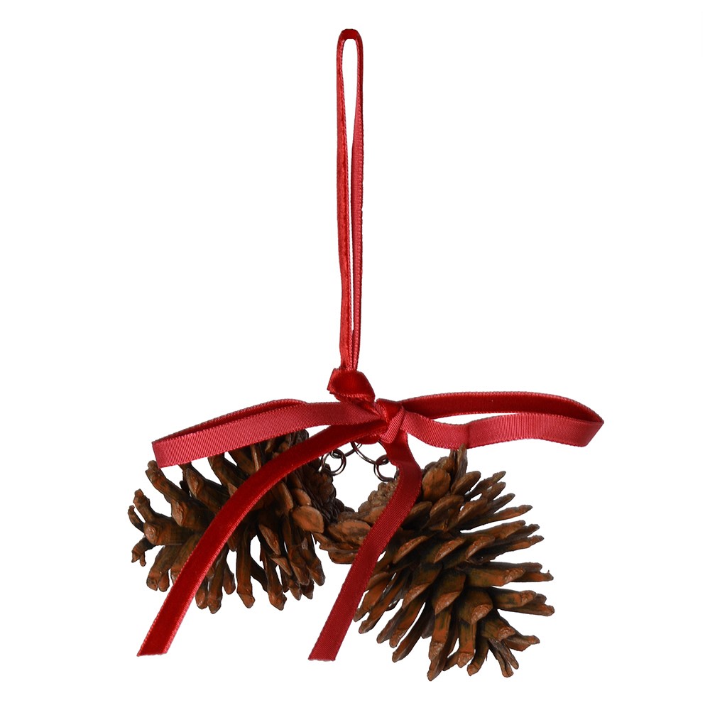 Pinecone Decoration with Red Bow 15cm