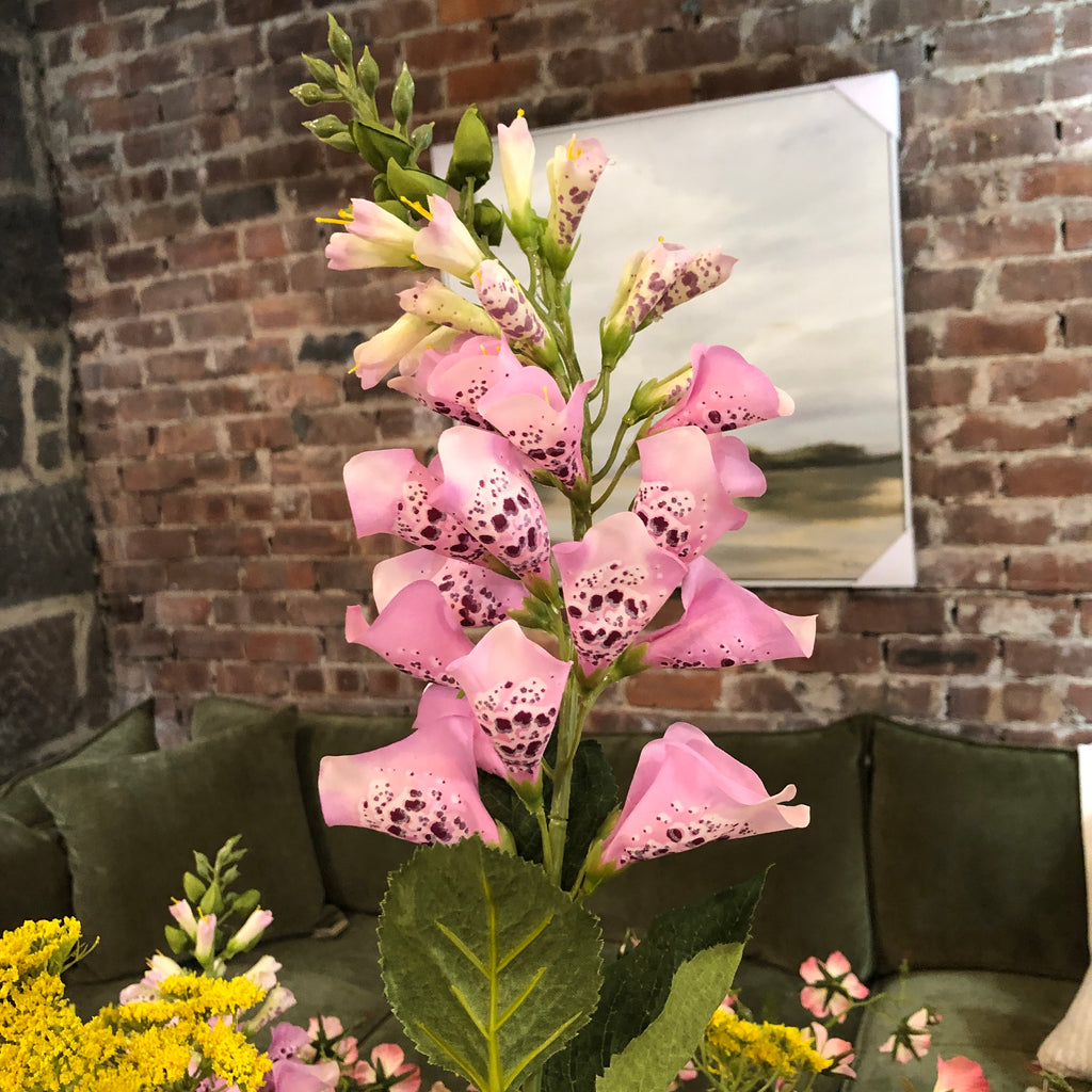 Pink Foxglove Spray with Leaves 87cm B