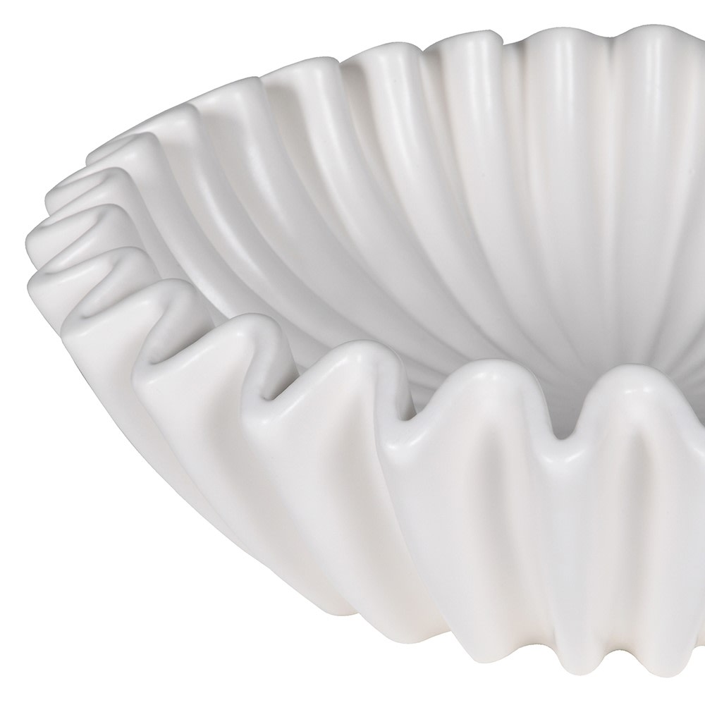 Porcelain Chalk White Waved Bowl 31cm D
