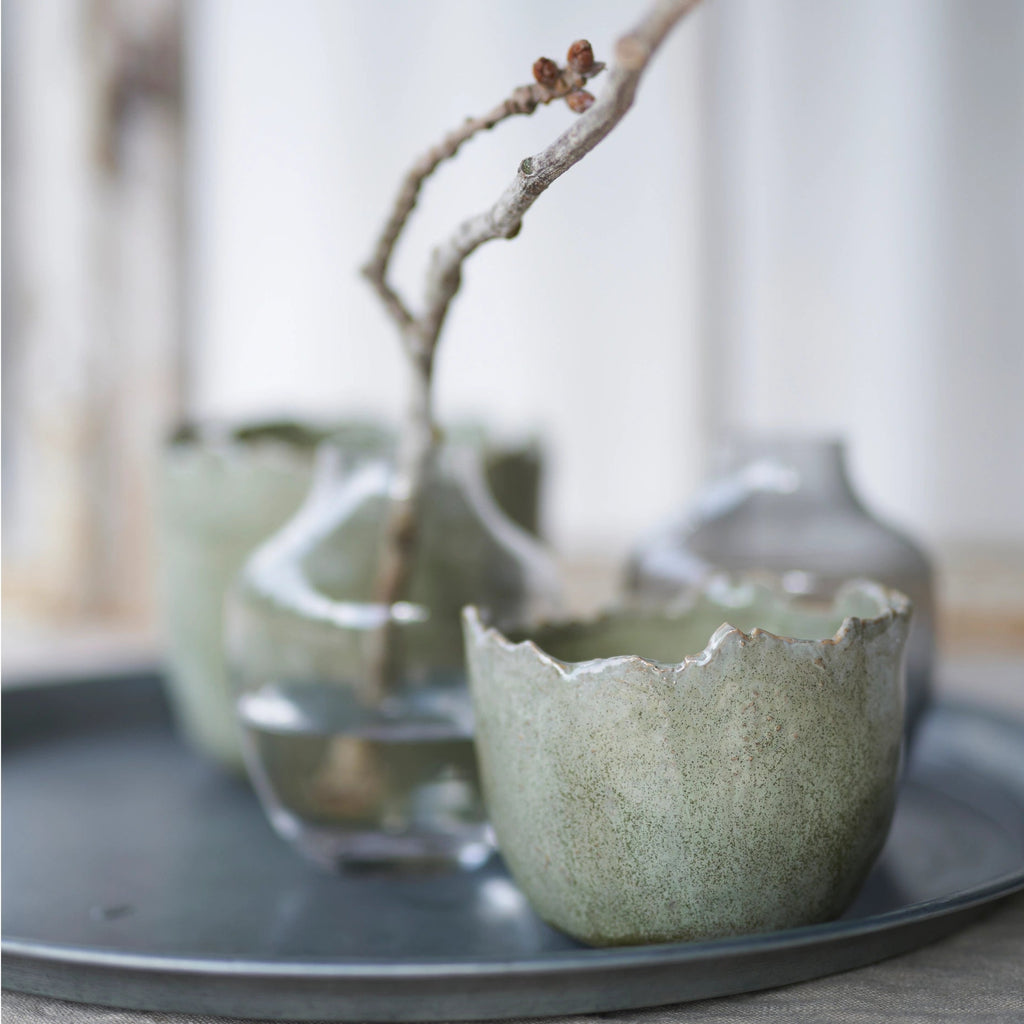 Light Green Melange Spring Pots - Two Assorted