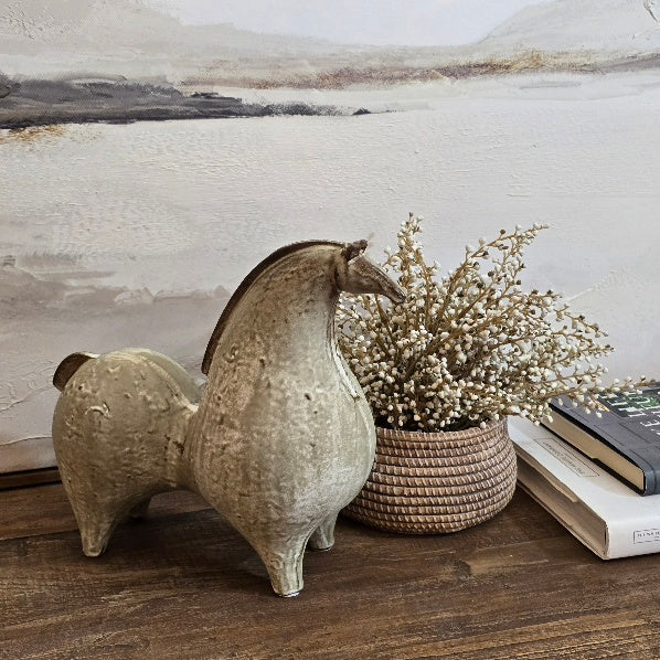 Proud Abstract Matt Ivory Ceramic Horse 26cm-B