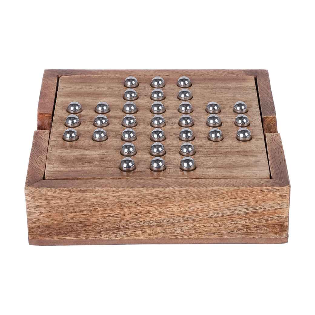 Pryce Mango Wood Noughts and Crosses and Solitaire Game-D