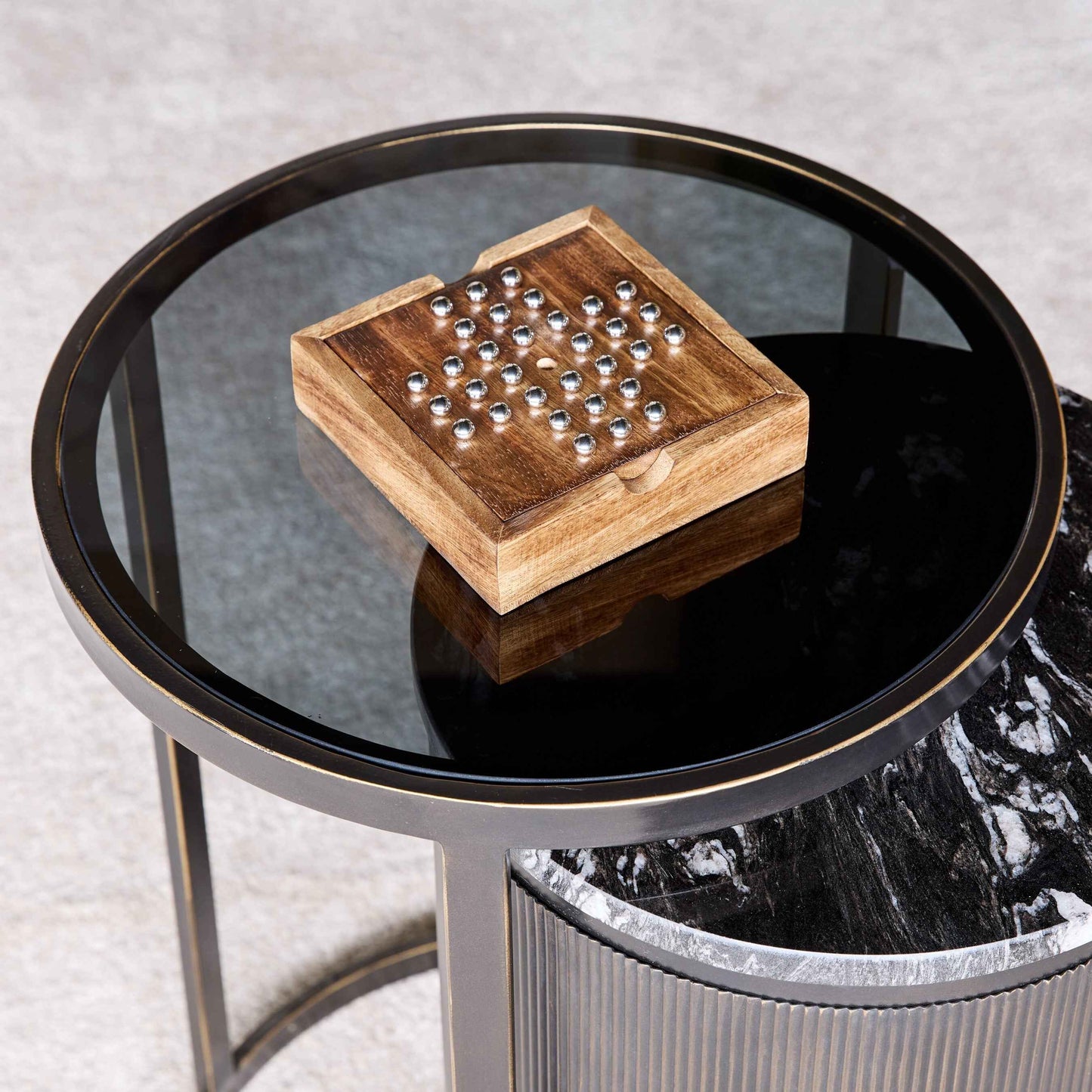 Pryce Mango Wood Noughts and Crosses and Solitaire Game-F