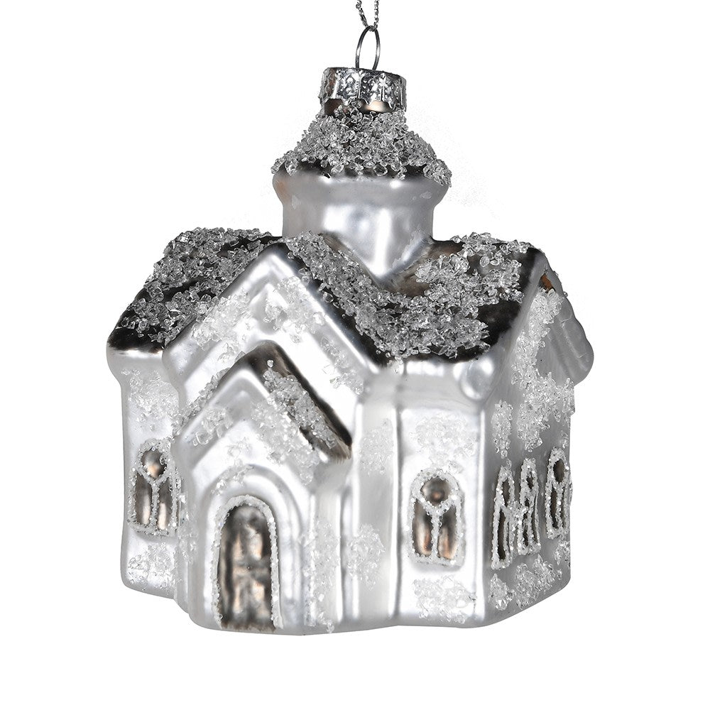 Silver Glass House Bauble 11cm | Annie Mo's
