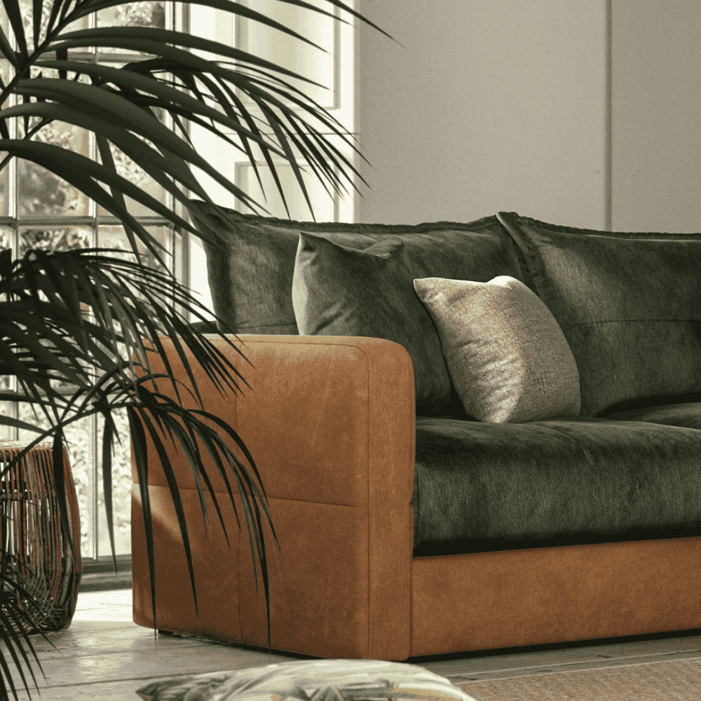 Quinn Three Corner Three Sofa Group | Leather Fabric Mix-D
