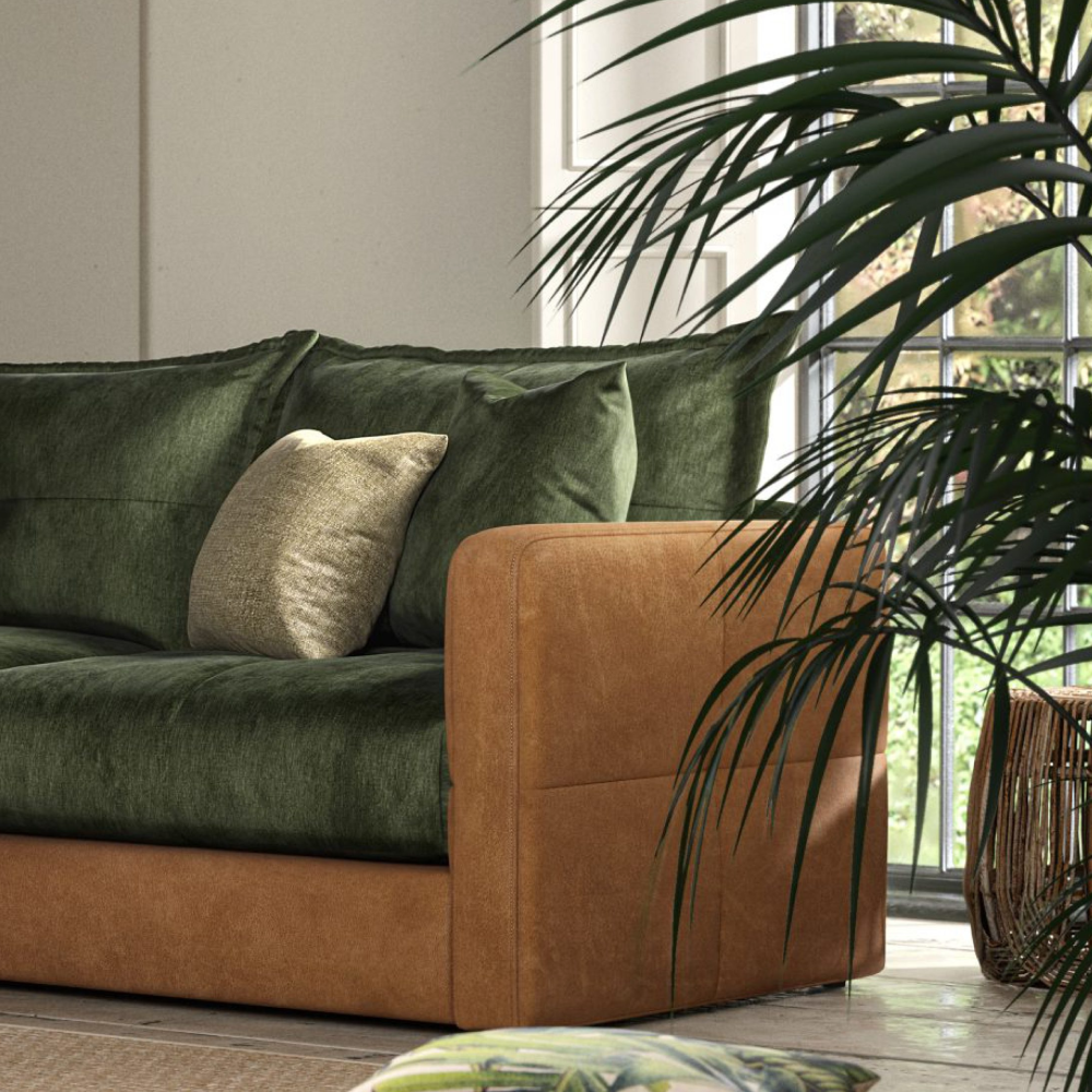 Quinn Two Seat Sofa | Leather Fabric Mix