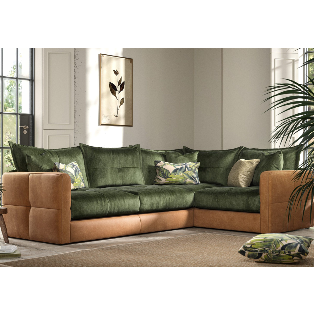 Quinn Three Corner One Sofa Group - Closed | Leather Fabric Mix | Anni
