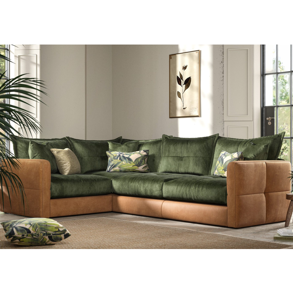 Quinn Three Corner One Sofa Group - Closed | Leather Fabric Mix |