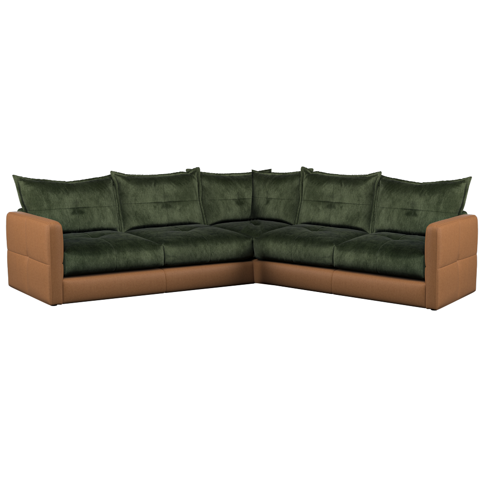Quinn Three Corner Three Sofa Group | Leather Fabric Mix