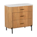 Three Drawer Reed Mango Wood and White Marble Chest of Drawers